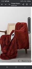 Cozee Home Faux Fur and Velvetsoft Heated Throw with 9 Heat Settings-Berry