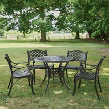 Deluxe Antique Bronze Four Seater Cast Aluminium Garden Table & Chair Set