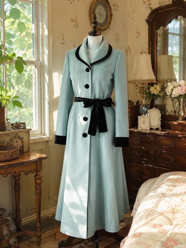 Vintage powder blue long coat - vintage,