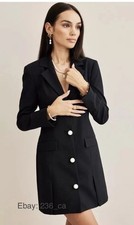 ZARA Long Formal Blazer Dress Tailored Jacket Coat Pearl Jewel Buttons 8863 261