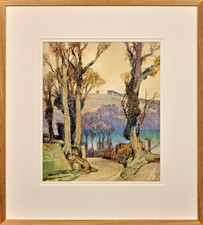 Stanley Gardiner The Road To Cliff Fowey Cornwall 1926 Watercolour Painting
