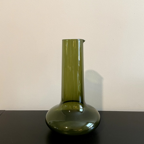 Vintage 50s green glass vase - vintage,