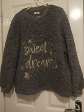 Be You, Ladies, Pyjama Fleece, Grey, Sweet Dreams, Top, Size 16/18