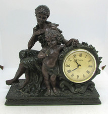 1998 Juliana Mantel Quartz Green Clock with Cherub Figures- Needs new mechanism