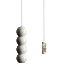 Bathroom Light Pull Cord String, Pebble Style Handle. White Marble Effect.