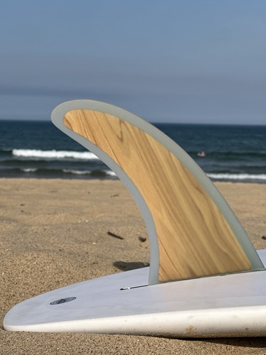 Wood longboard surfboard fin - surfboard,