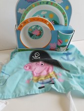 Peppa Pig Apron & Tableware 3 Piece Tumbler, Bowl And Plate Set Brand New In Box