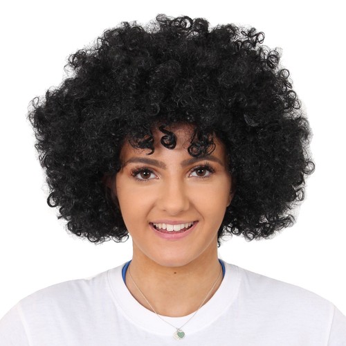 Black afro wig fancy dress - black,