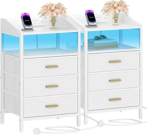 Bedside table 3 drawers - bedside,