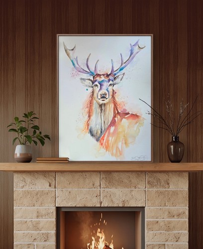 Original stag watercolour - stag,