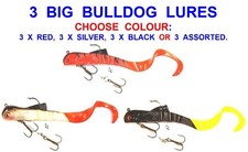 3 BIG 28cm BULLDOG PIKE LURES COARSE SEA FISHING JERK BAIT PLUGS JIG HEAD SHADS