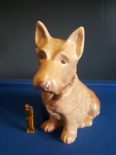 Large 11in Tall Retro Sylvac ceramic Scottie Dog Brown Glaze.