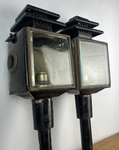 Pair antique carriage lamps - pair,