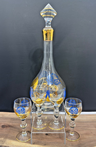 Vintage czech glass decanter - glass,