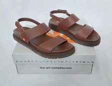 ART COMPANY NIZA BROWN WAXY LEATHER FLAT SANDALS EU40 UK 6.5 - 7 BNIB FREE P&P!!