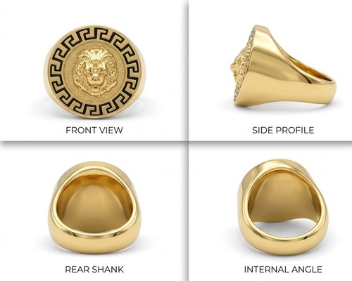 Men gold ring lion face - men's,