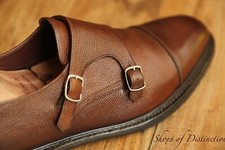 Loake 1880 Benedict Brown Grain Leather Monk Shoes Men's UK 8.5 F US 9.5 EU 42.5