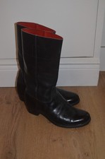 Mens Vintage Bespoke Black Leather Riding Boots External Length 29 cm ? UK 10
