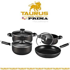 7 Pcs Aluminium Cookware Set NON-STICK Stone Vein Saucepan Frypan Pot KITCHEN UK