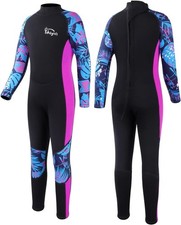 Kids 2.5mm Neoprene Full Wetsuit Diving Suit for Teens Girls S, Height 90-100cm