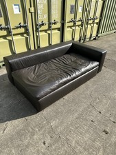 Habitat Brown Leather Sofa Bed Chaise lounge Corner ‘bed never used’ RRP £2,200