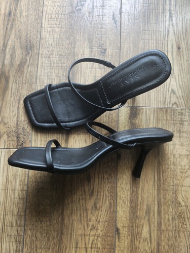 Black stiletto medi heel slip