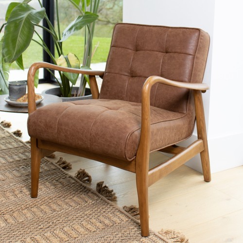 Tan faux leather - tan, armchair