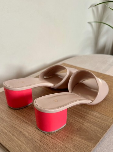 Pink beige colour block heel - colour,