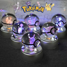 Pokemon 3D Crystal Ball Lamp Pikachu Mewtwo Gengar Figurine Christmas Gift
