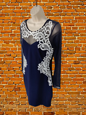 LIPSY NAVY DRESS SIZE UK 14 WOMENS LONG SLEEVE SHEER LACE MICHELLE KEEGAN MINI
