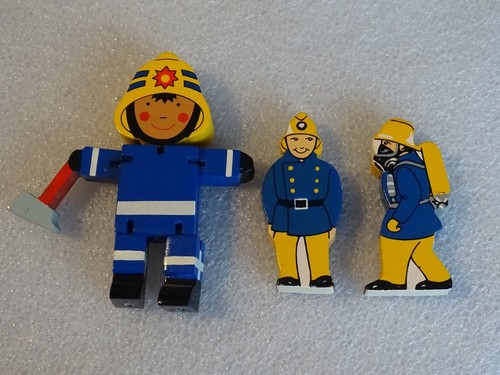 Small wooden fireman - fireman, figures