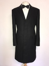 CROMBIE - Mens Long BLACK Heavy WOOL COAT - UK 42 Reg - BRAND NEW OVERCOAT