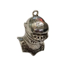 Unisex Articulated Silver Knights Helmet Suit Of Armor Charm Pendant
