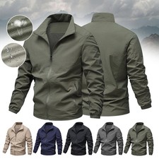 Mens Waterproof Windbreaker Rain Jacket Zip Up Soft Shell Outdoor Hiking Coat