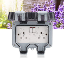 New 13 Amp 2 Gang Weatherproof Outdoor Double Switched Socket Plug Outside UK