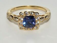 9ct Yellow Gold on Silver Tanzanite & Diamond Ring - ALL SIZES AVAILABLE