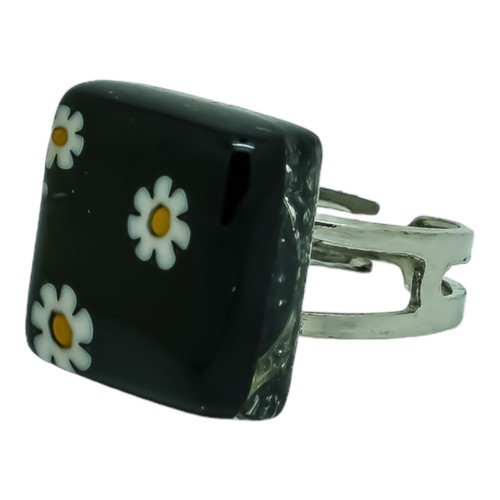 Murano glass ring black - murano,