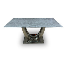Furniture Village 'Donnie' Grey Real Marble Dining Table Large Chrome BRAND NEW