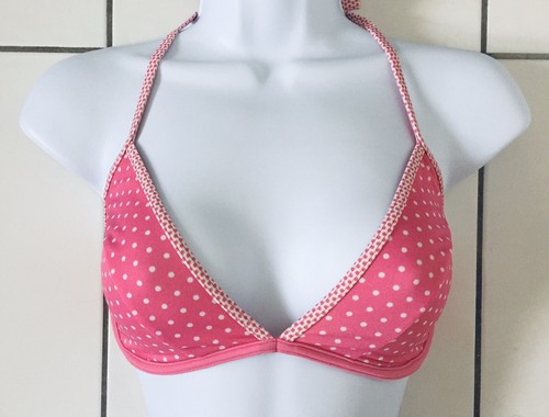 Pink polka dot bikini top - pink,