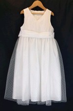 Pearce Fionda Spotted White Netted Children's Bridesmaid Party Dress Age 7 122cm
