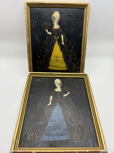 Pair vintage oil paintings - of,