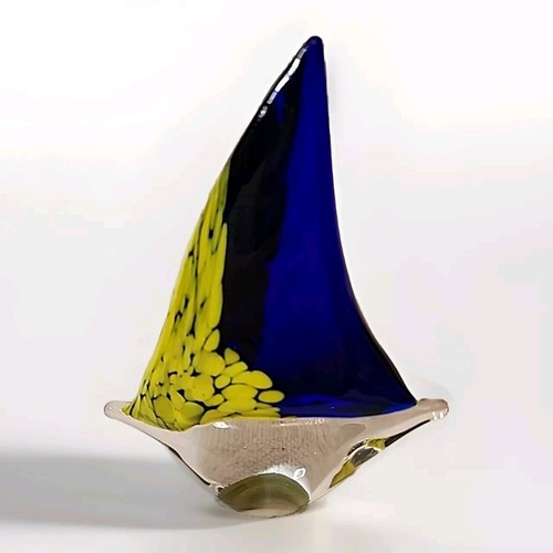 Art glass sailboat cobalt blue - art,