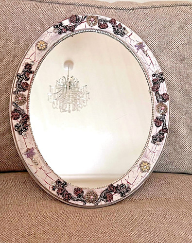 Oval wall mirror decorative - wall,