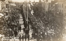 RP POSTCARD Unfurling the Flags, Shakespeare Festival 1912, Bridge St. Stratford