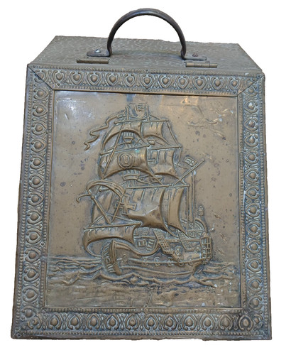 Vintage brass wood coal - vintage, &