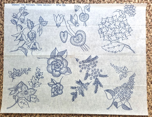 Vintage embroidery transfer - vintage,