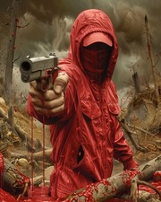 8x10 Art Print Gun Holding Man