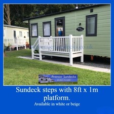 Bargain plastic conservatory uPVC Caravan Decking Veranda with Steps 8ft x 1m