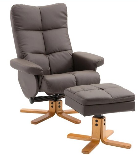 Leather swivel recliner - pu,