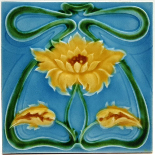 Art nouveau fireplace tile - fireplace,